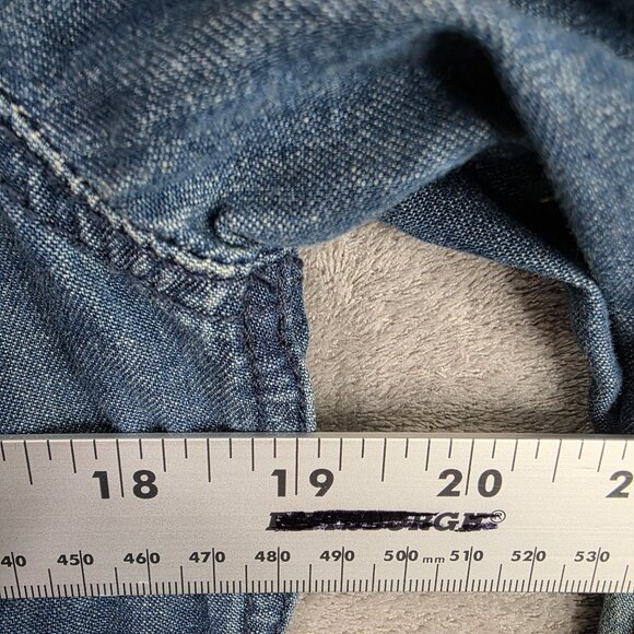 Womens Chicos Rhinestone Embellished Collar Denim Shirt Button Up Cotton Size 0 - Picture 5 of 8